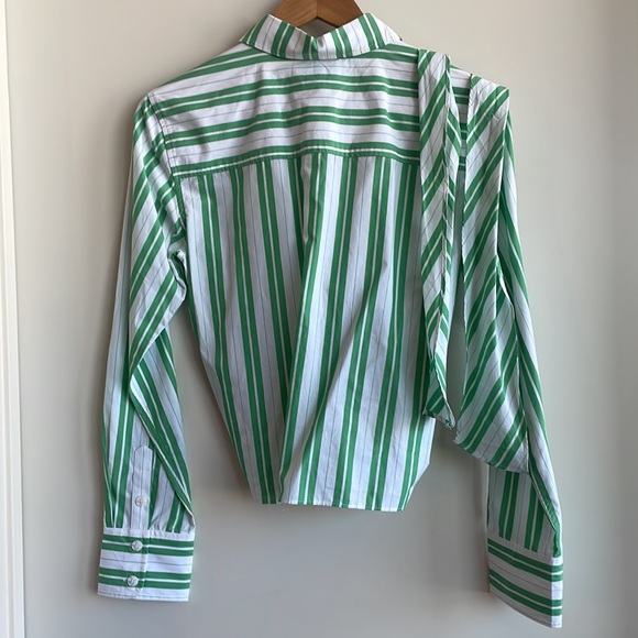 GANNI WRAPAROUND BELT STRIPE ORGANIC COTTON SHIRT - Picture 4 of 7